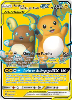 Carta Raichu & Alolan Raichu GX da coleção Unified Minds