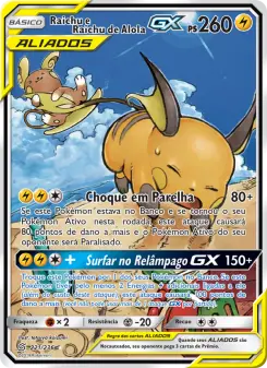 Carta Raichu & Alolan Raichu GX da coleção Unified Minds