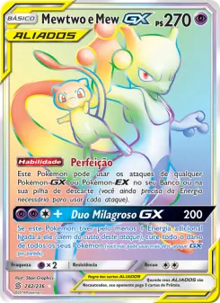 Carta Mewtwo & Mew GX da coleção Unified Minds