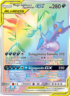 Carta Mega Sableye & Tyranitar GX da coleção Unified Minds