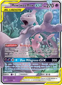 Carta Mewtwo & Mew GX da coleção Unified Minds