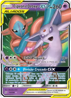 Carta Espeon & Deoxys GX da coleção Unified Minds